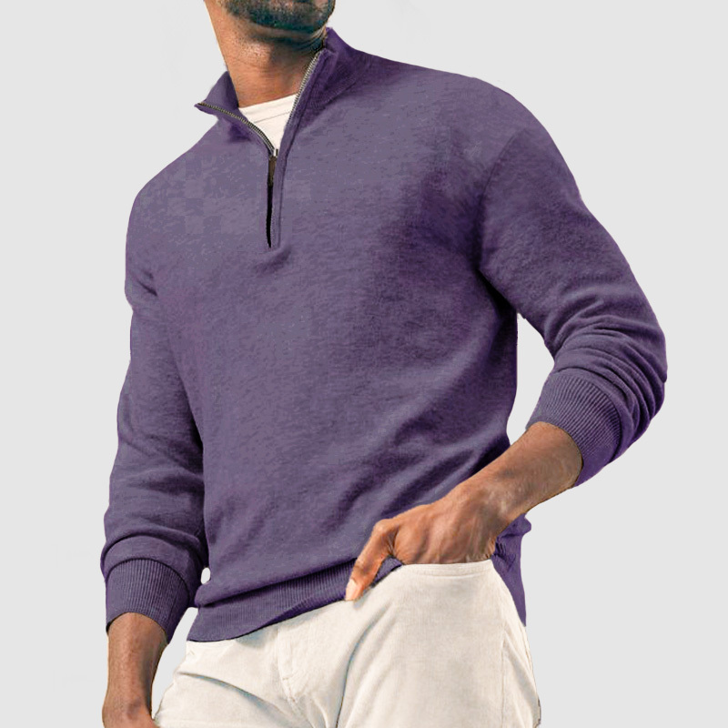Men's Casual Basic Zipper Pullover Cashmere Sweater ( NEW )-tidenox