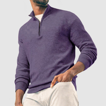 Men's Casual Basic Zipper Pullover Cashmere Sweater ( NEW )-tidenox