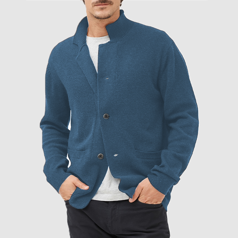 Men's Cardigan Casual Sweater Solid Color Sweater-tidenox