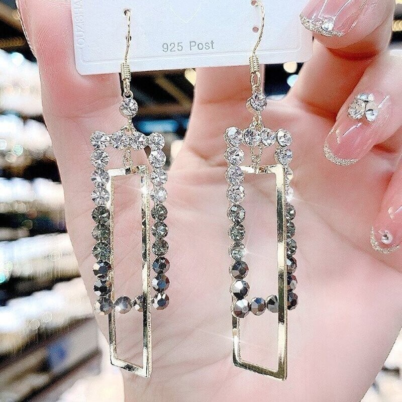 Shiny Geometric Square Earrings-tidenox