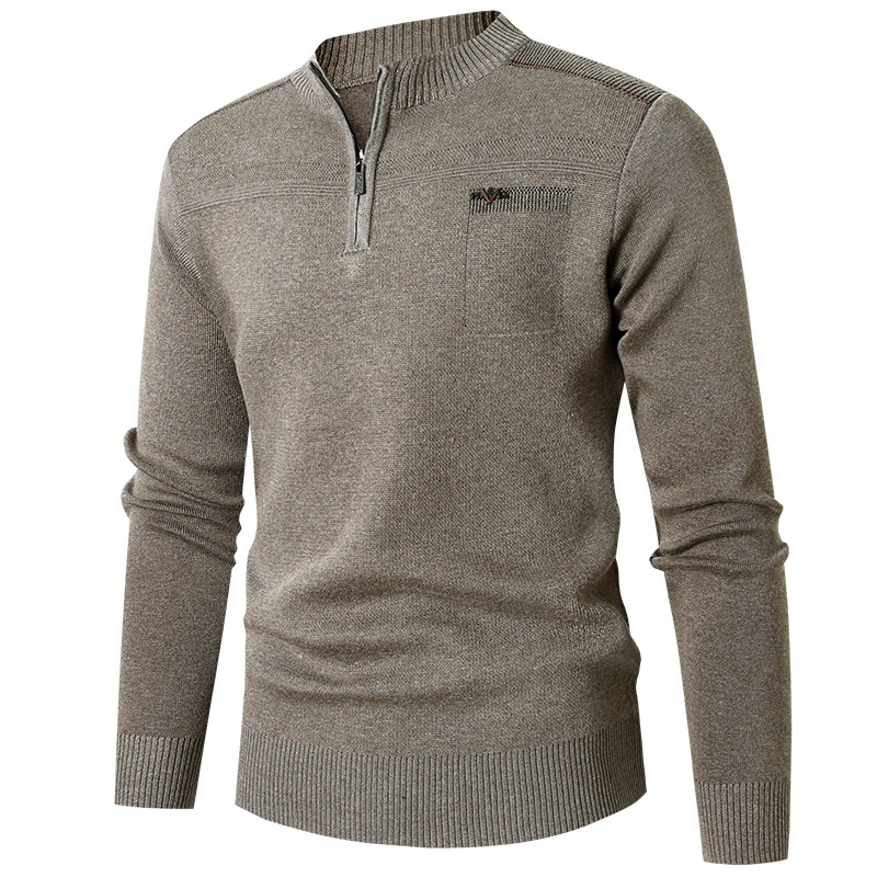 MEN'S CASUAL CREW NECK SWEATER SOLID COLOR AUTUMN AND WINTER INNER WEAR-tidenox