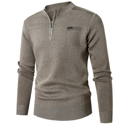 MEN'S CASUAL CREW NECK SWEATER SOLID COLOR AUTUMN AND WINTER INNER WEAR-tidenox