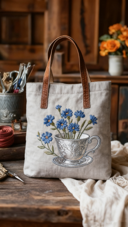 Floral Patchwork Quilted Tote Bag 1029-tidenox