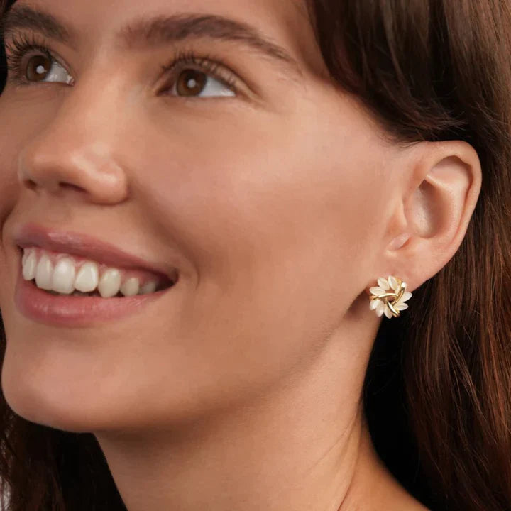 Elegant Opal Petal Design Earrings-tidenox