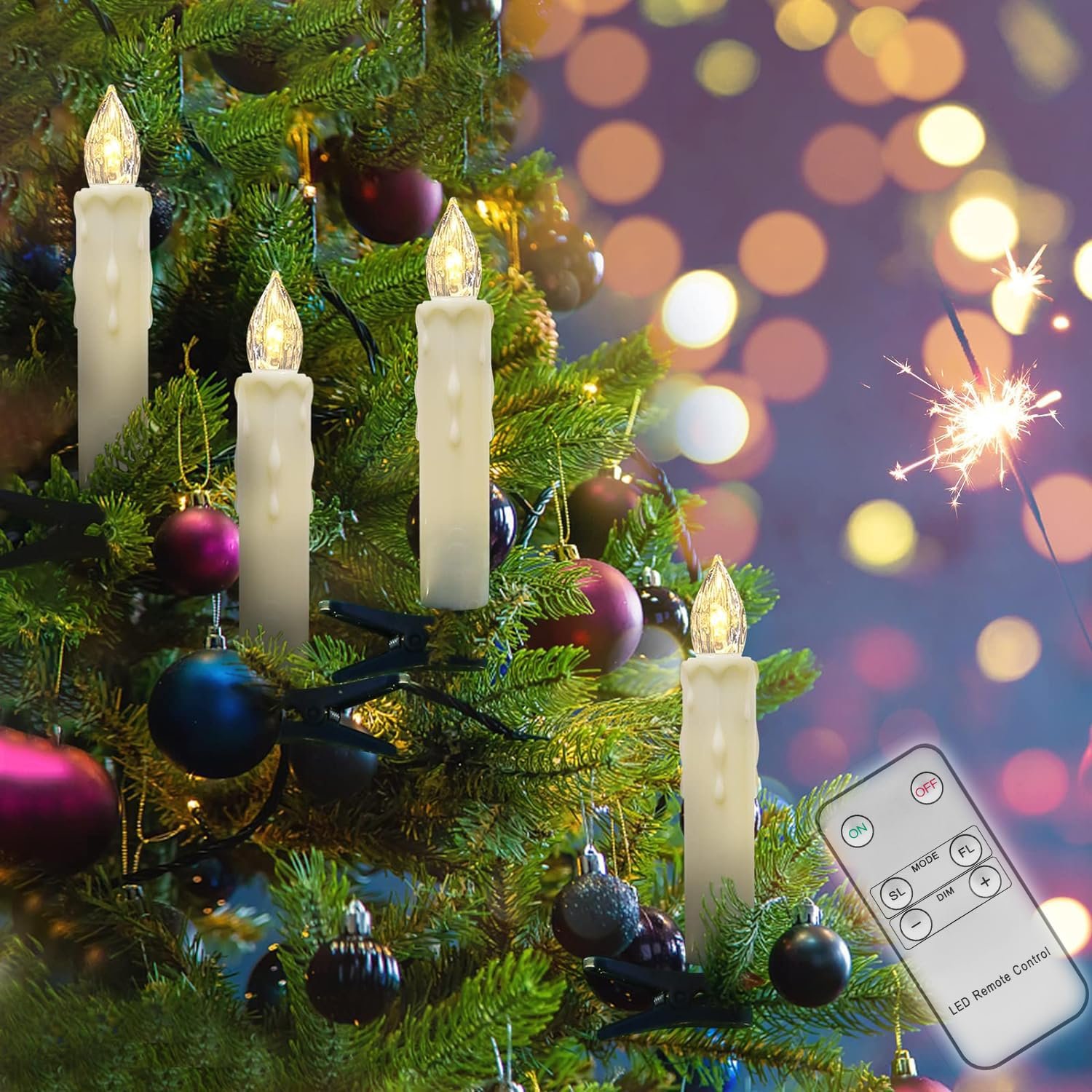 🏆Flash Sale⚡ 50K+ SOLD! Almost Gone-💥10 Pack LED Flameless Taper Candles with Remote & Removable Clips🕯️✨-tidenox