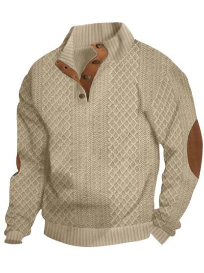 Men's Comfy Outdoor Casual Stand Button Long Sleeve Sweater-tidenox