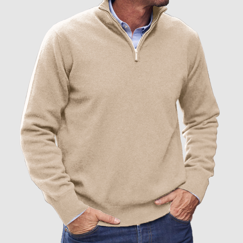 Men's Cashmere Zipper Basic Sweater-tidenox