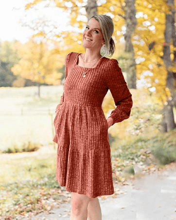 🍂Last Day Promotion 49% OFF🔥Womens Square Neck Long Sleeve Fall Dresses Casual Babydoll Sweater Dress-tidenox