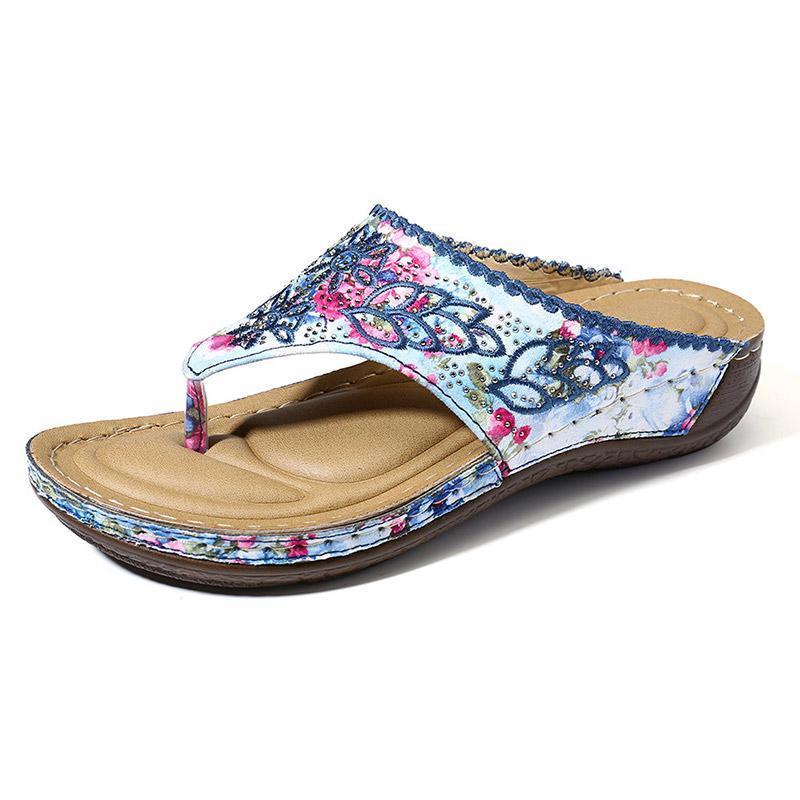 Women's Clip Toe Colorful Flip Flops Stitching Beach Casual Sandals-tidenox