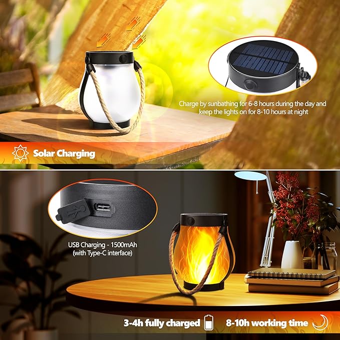 ✨Last Day Promotion 49% OFF--Dancing flame Solar Lantern Outdoor Lights-tidenox