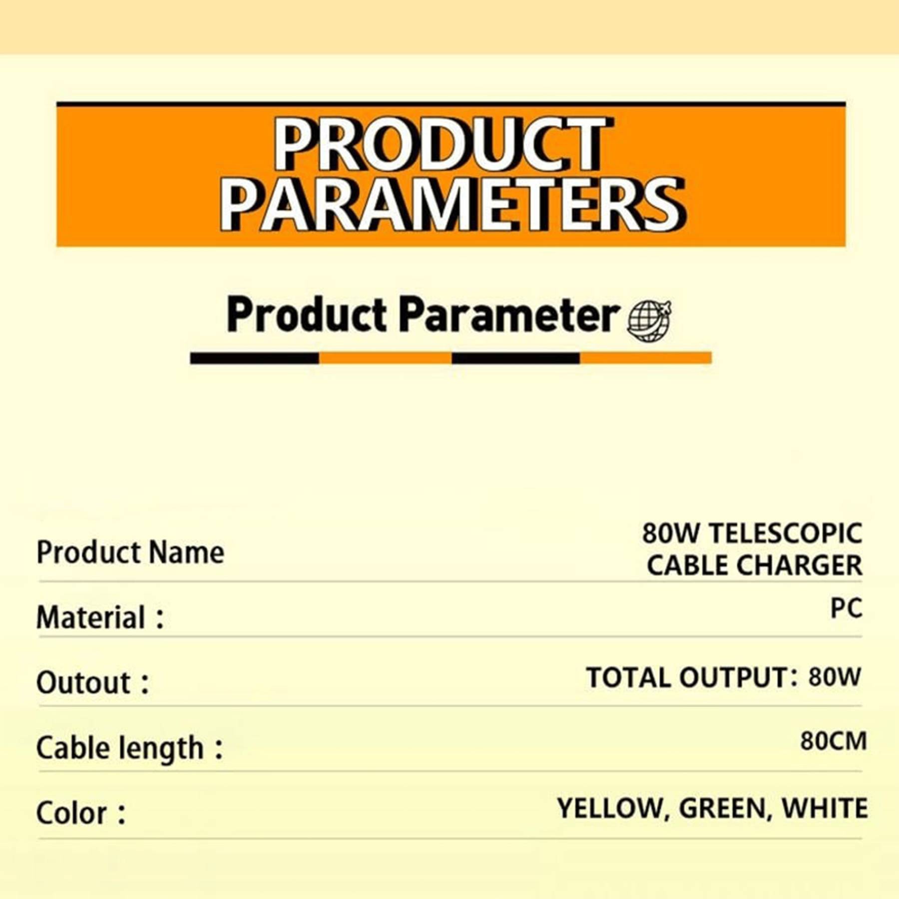 3 in 1 GaN Charger,Scalable 80W MAX fast charger module with Type-C cable and 2 USB ports-tidenox