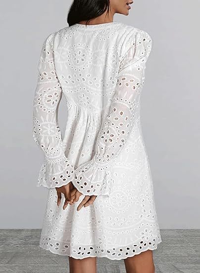 2025 New Arrival- Casual Eyelet Lace Dress for Women-tidenox