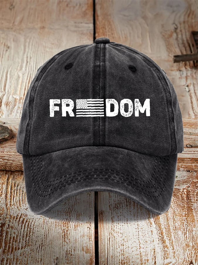Unisex Freedom American Flag Print Baseball Cap-tidenox