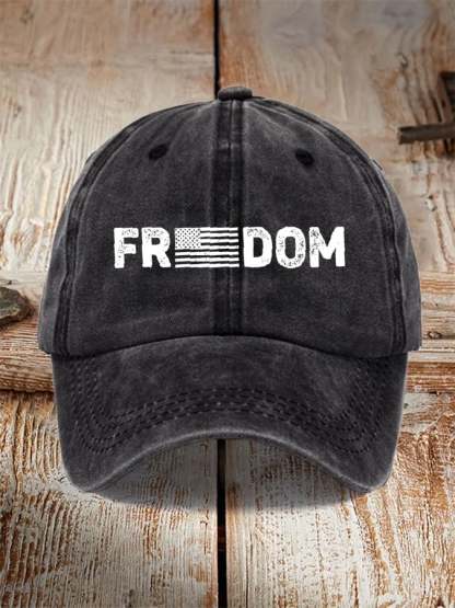 Unisex Freedom American Flag Print Baseball Cap-tidenox