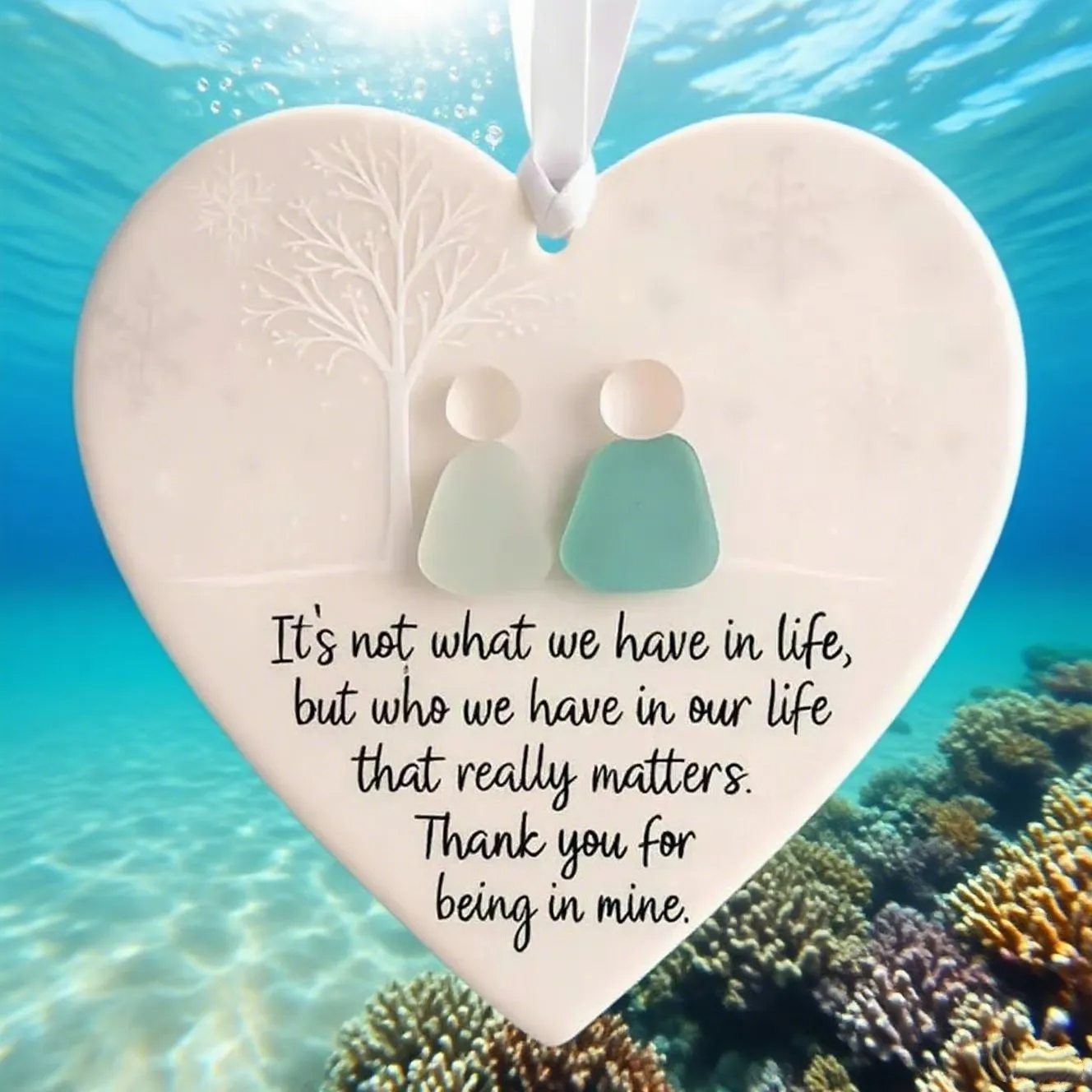 🌊Heart-Shaped Sea Glass Friendship Ornament✨Shaped by Nature & Crafted by Hand💝-tidenox