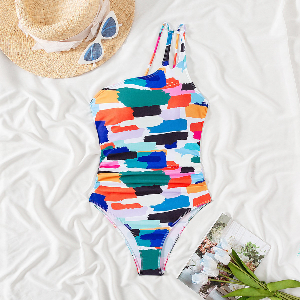 🩱One Shoulder One Piece Swimsuit🏖️-tidenox