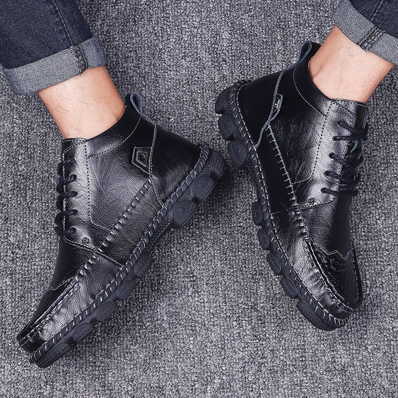Men's Handcrafted Cowhide Leather Orthopedic Waterproof Ankle Boots-tidenox