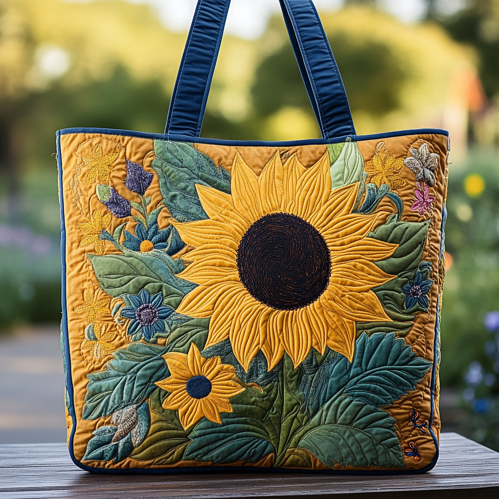 Sunflower Bloom Quilted Tote Bag NCU0DK9192-tidenox
