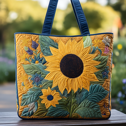 Sunflower Bloom Quilted Tote Bag NCU0DK9192-tidenox