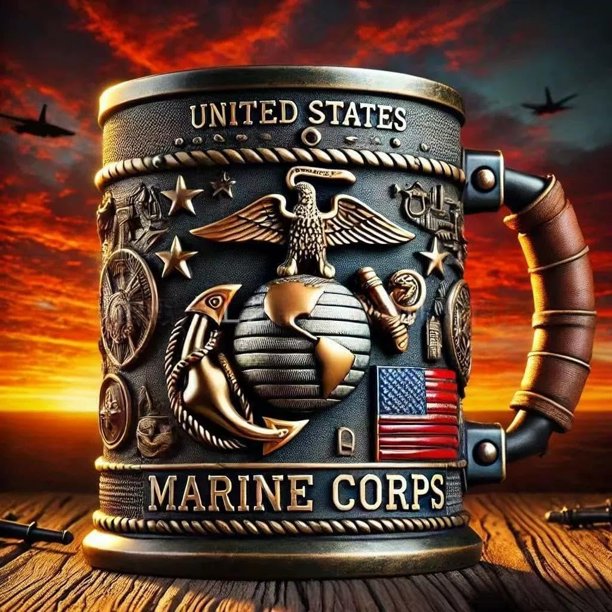 Handmade 3D Military Mug - Army Themed Ceramic Coffee Cup -tidenox