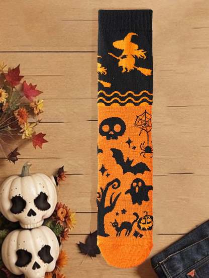 Halloween Pumpkin Ghost Bat Gift Pattern Mid-Tube Socks