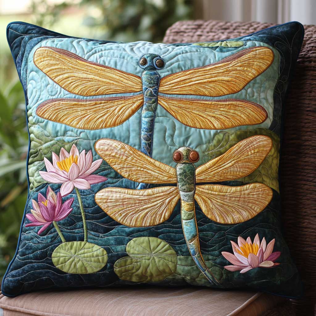 Water Lily Dragonfly WP2502082CL Quilt Pillow Case-tidenox