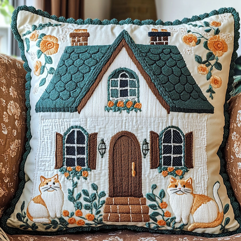 Cozy Cottage Cat WJ1802033CL Quilt Pillow Case-tidenox