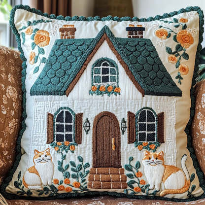 Cozy Cottage Cat WJ1802033CL Quilt Pillow Case-tidenox