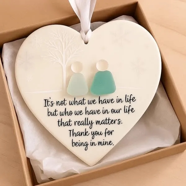 🌊Heart-Shaped Sea Glass Friendship Ornament✨Shaped by Nature & Crafted by Hand💝-tidenox