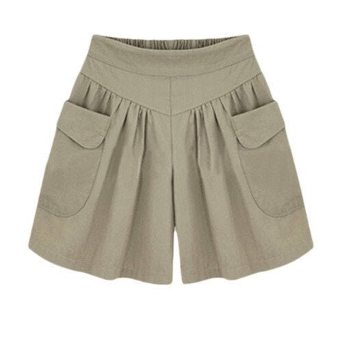 Women Beach Casual Hot Shorts with Elastic Waistband-tidenox