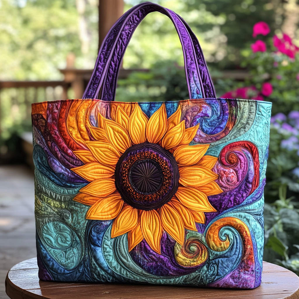 Bright Sunflower Quilted Tote Bag NCU0DK9606-tidenox