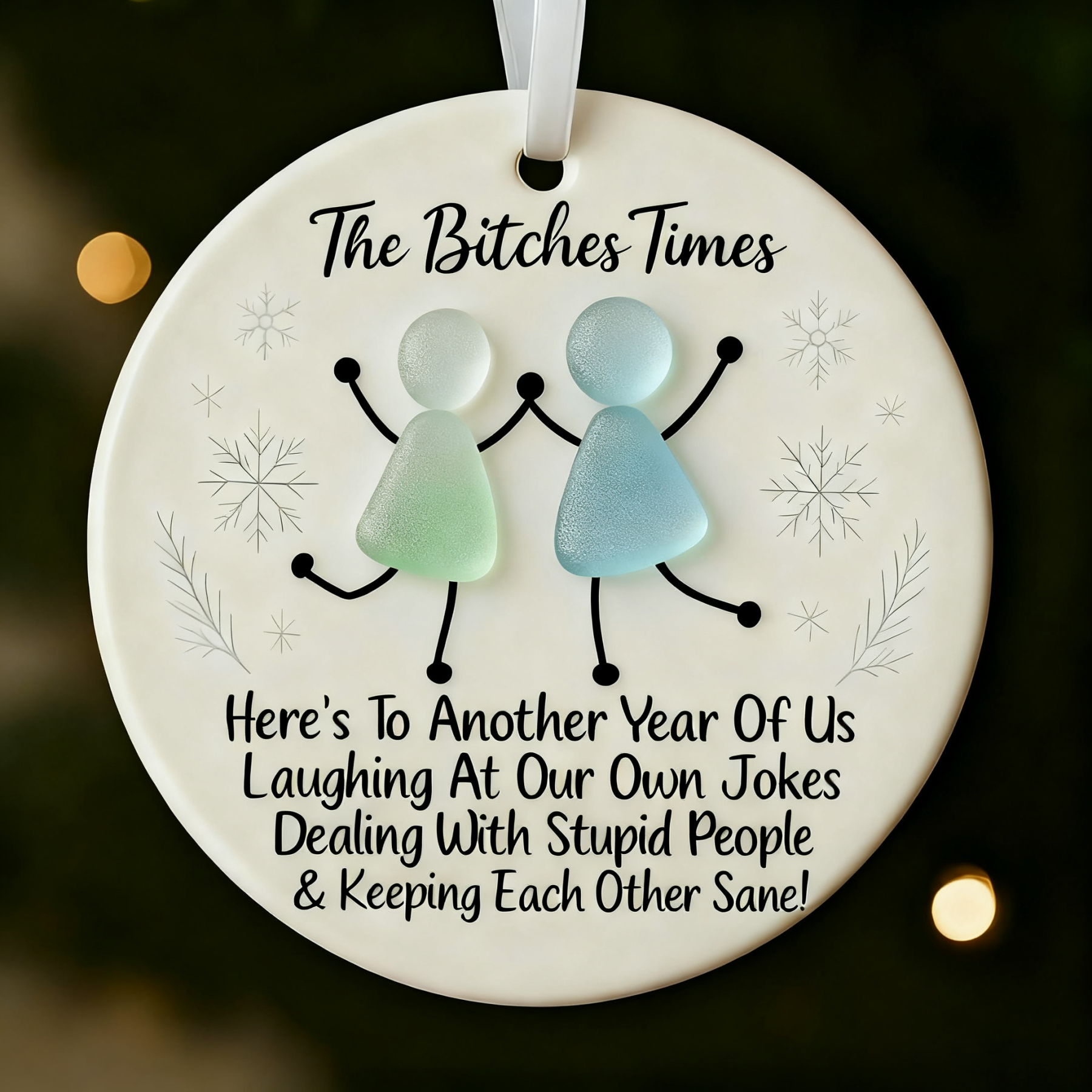 Funny Friendship Sea Glass Keepsake Ornament-tidenox
