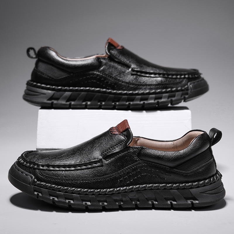Men's Casual Leather Split Flat Loafers-tidenox