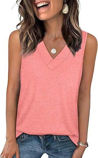 🎁Last Day Promotion 49% OFF✨Women's Sleeveless V-Neck Slimming Loose Fit Casual Tank Top T-Shirt-tidenox