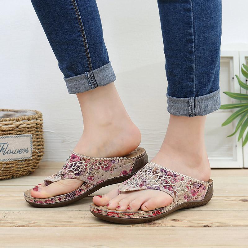 Women's Clip Toe Colorful Flip Flops Stitching Beach Casual Sandals-tidenox