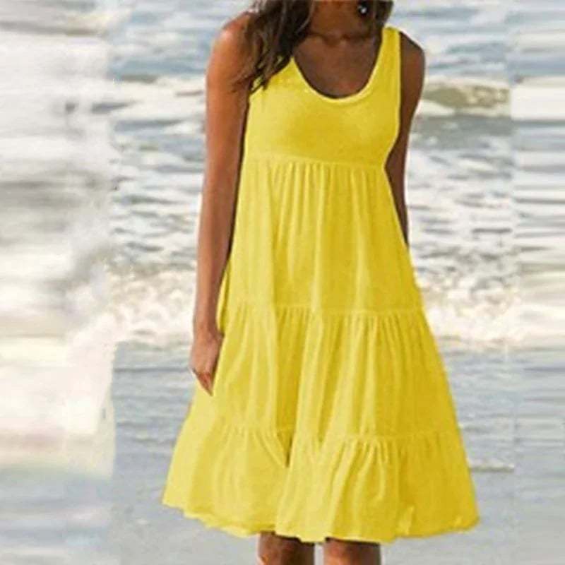 🔥Sleeveless Crewneck Panel Dress-tidenox