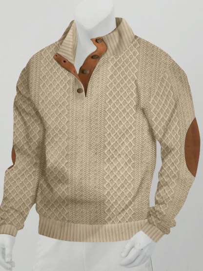 Men's Comfy Outdoor Casual Stand Button Long Sleeve Sweater-tidenox