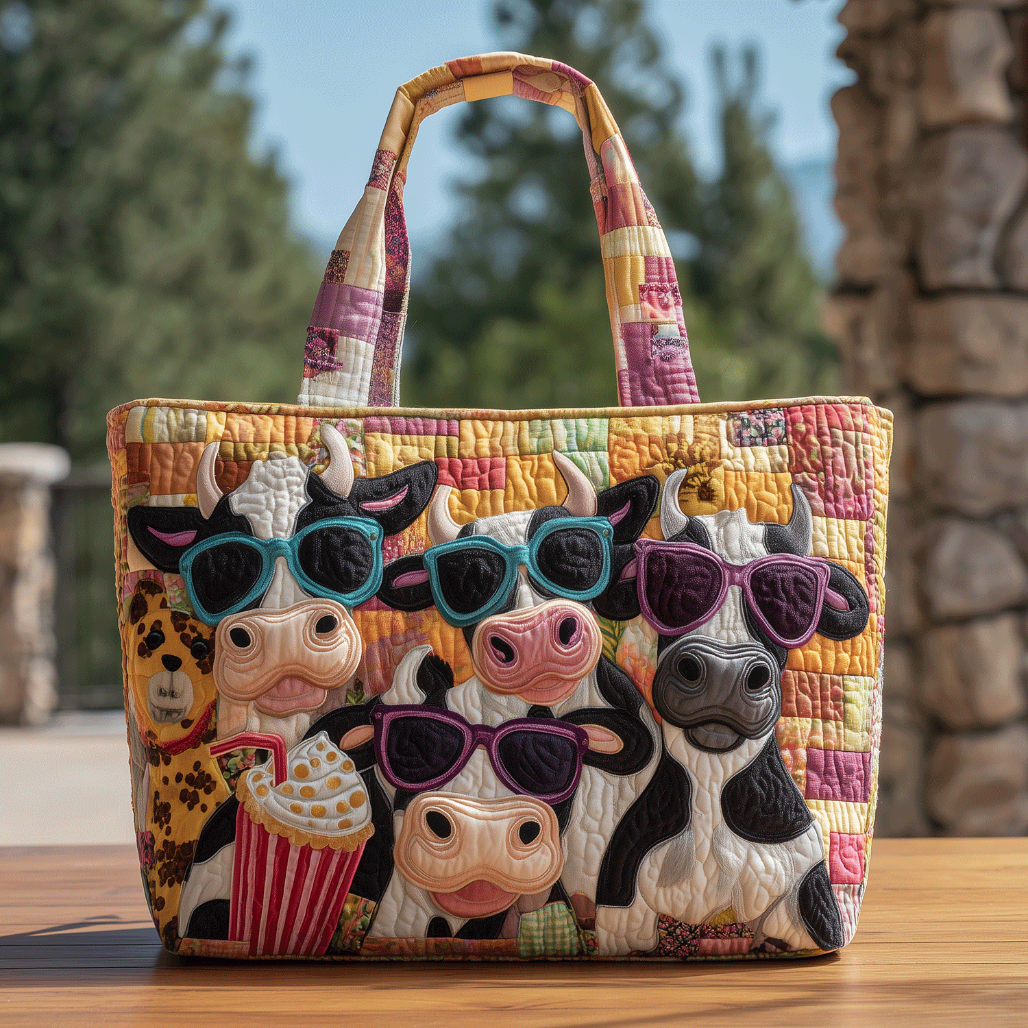 Moo Crew Quilted Tote Bag NCU0TH2742-tidenox