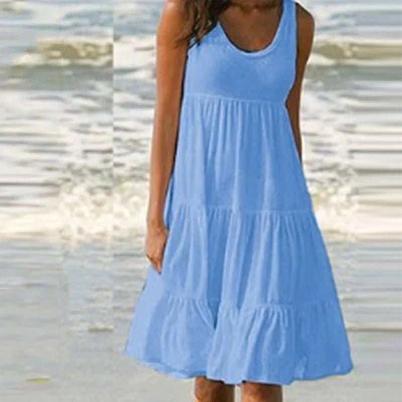 🔥Sleeveless Crewneck Panel Dress-tidenox