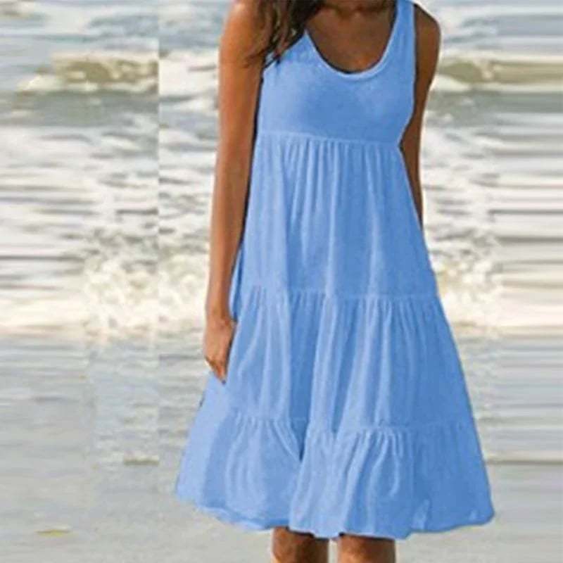 🔥Sleeveless Crewneck Panel Dress-tidenox