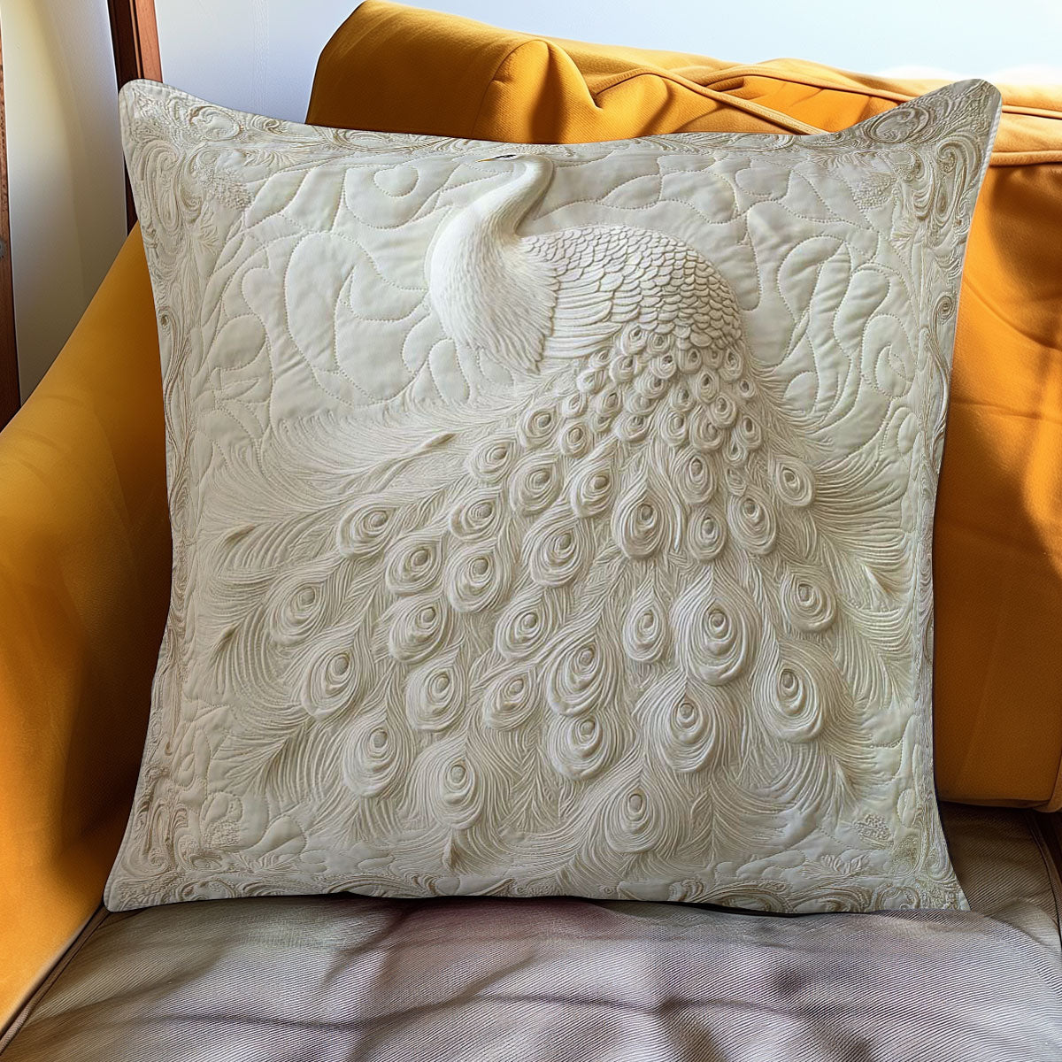 Royal White Peacock WN1002121CL Quilt Pillow Case-tidenox