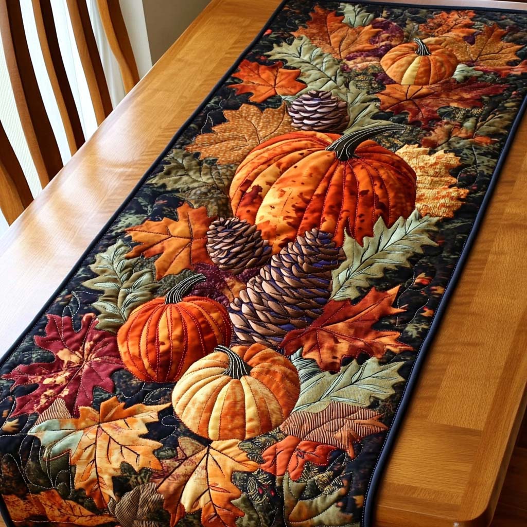 Woodland Pumpkin Patch Quilted Table Runner NCU0NT1201-tidenox
