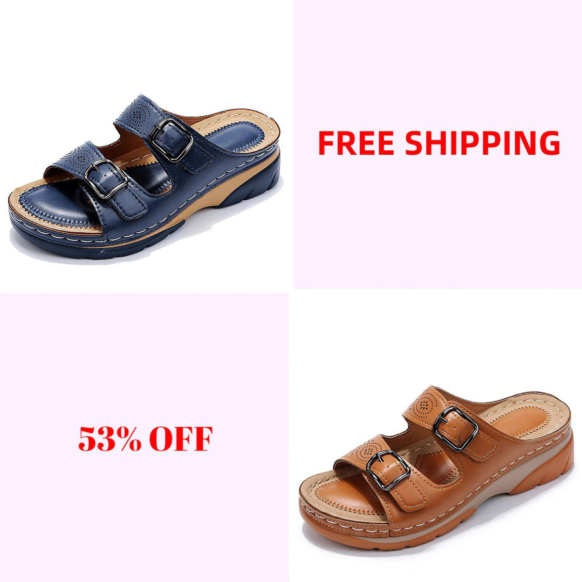 🔥LAST DAY 50% OFF-Breathable Orthopedic Adjustable Ladies Leather Sandals