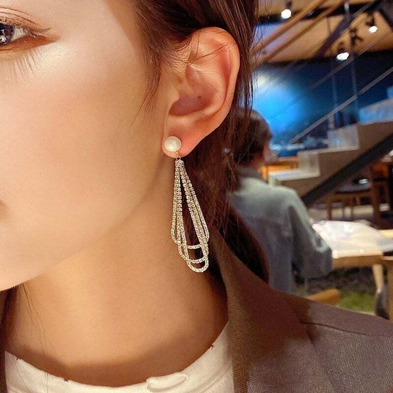 Drop chain earrings-tidenox