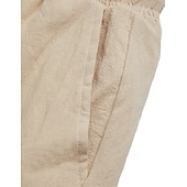 Men's Shorts Linen Shorts Summer Shorts Beach Shorts Drawstring Elastic Waist Multi Pocket Plain Knee Length Outdoor Beach Hawaiian Casual ArmyGreen Black Inelastic-tidenox