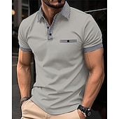 Men's Golf Shirt Golf Polo Work Casual Lapel Short Sleeve Basic Modern Color Block Houndstooth Patchwork Spring & Summer Regular Fit Black White Red Navy Blue Blue Beige Golf Shirt-tidenox