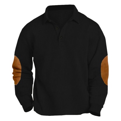 Men's Outdoor  Long-Sleeved Lapel Top Ribbed Sweater-tidenox
