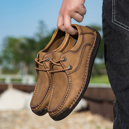 ORNGMALL New Spring Formal Shoes for Men Luxury Brand Men Shoes Fashion Casual Shoes Lace-Up Men Leather Shoes Leather Flat Shoes Big Size 38-48