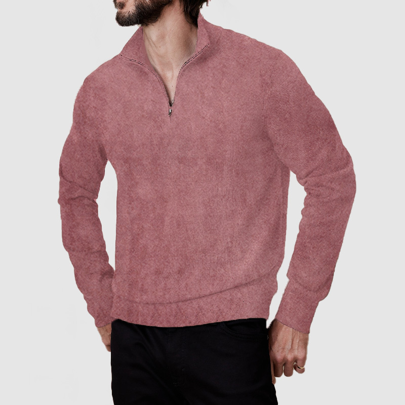 Men's Vintage Zipper Suede Basic Polo Shirt ( NEW )-tidenox