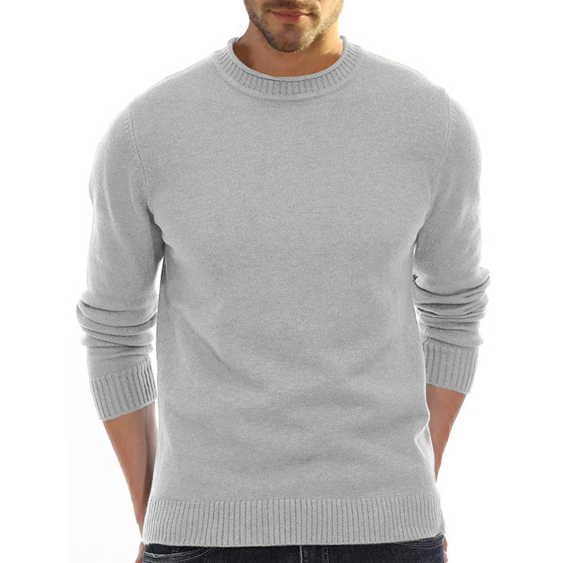 Men's Long Sleeve Crew Neck Sweater Soft Casual Sweater Men's Classic Sweater-tidenox